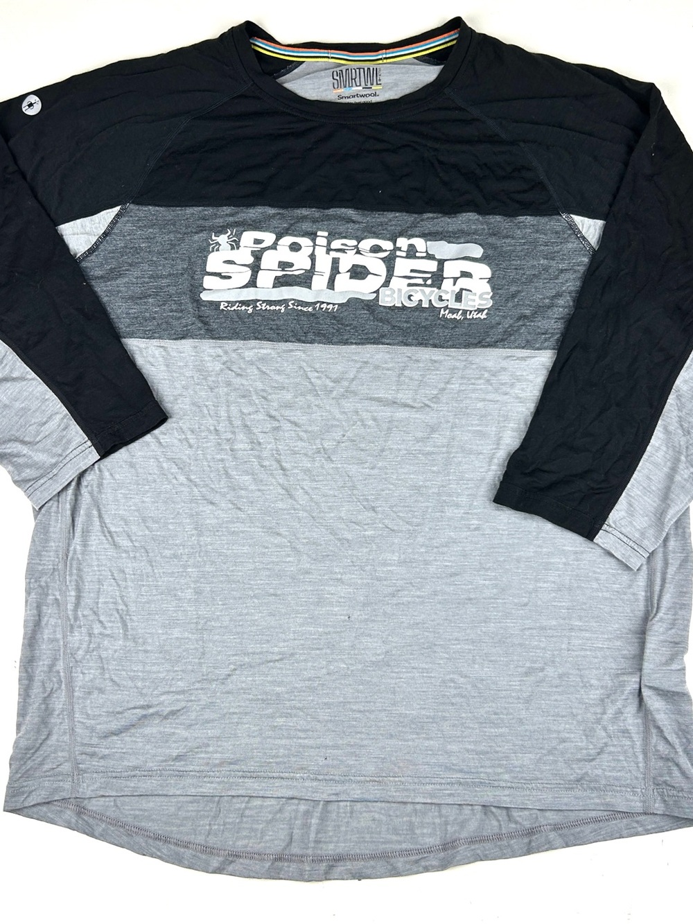 Men’s Smartwool Active Poison Cycles Merino Wool T-shirt Large 3/4 Sleeve